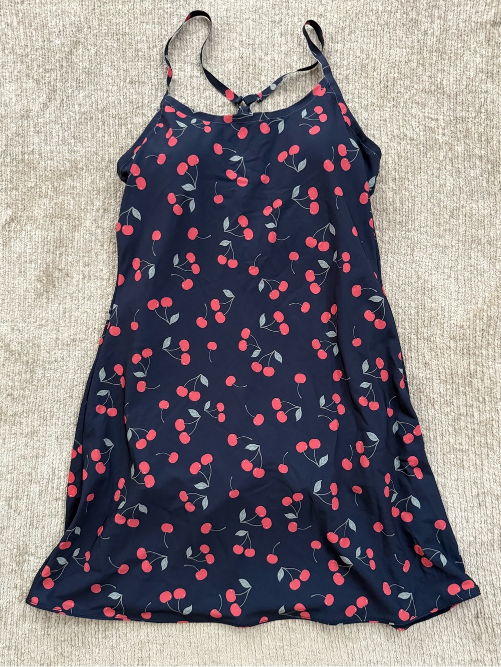 Outdoor Voices The Exercise Dress Cherry Print Navy Size Small